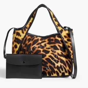 Stella McCartney leopard-print studded logo tote bag in excellent condition